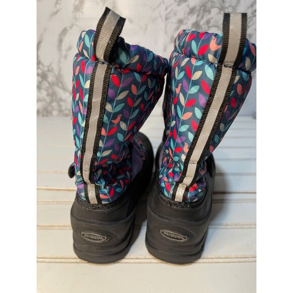 Northside Girls Winter Snow Boots Size 5 Waterproof Insulated Leaf Pattern Black - Picture 2 of 7